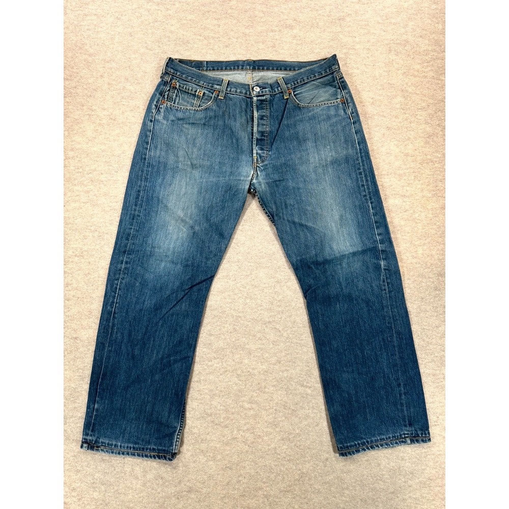 Levi's 501 Jeans Mens 38x32 Blue Denim Retro Everyday Straight Leg Button Fly
